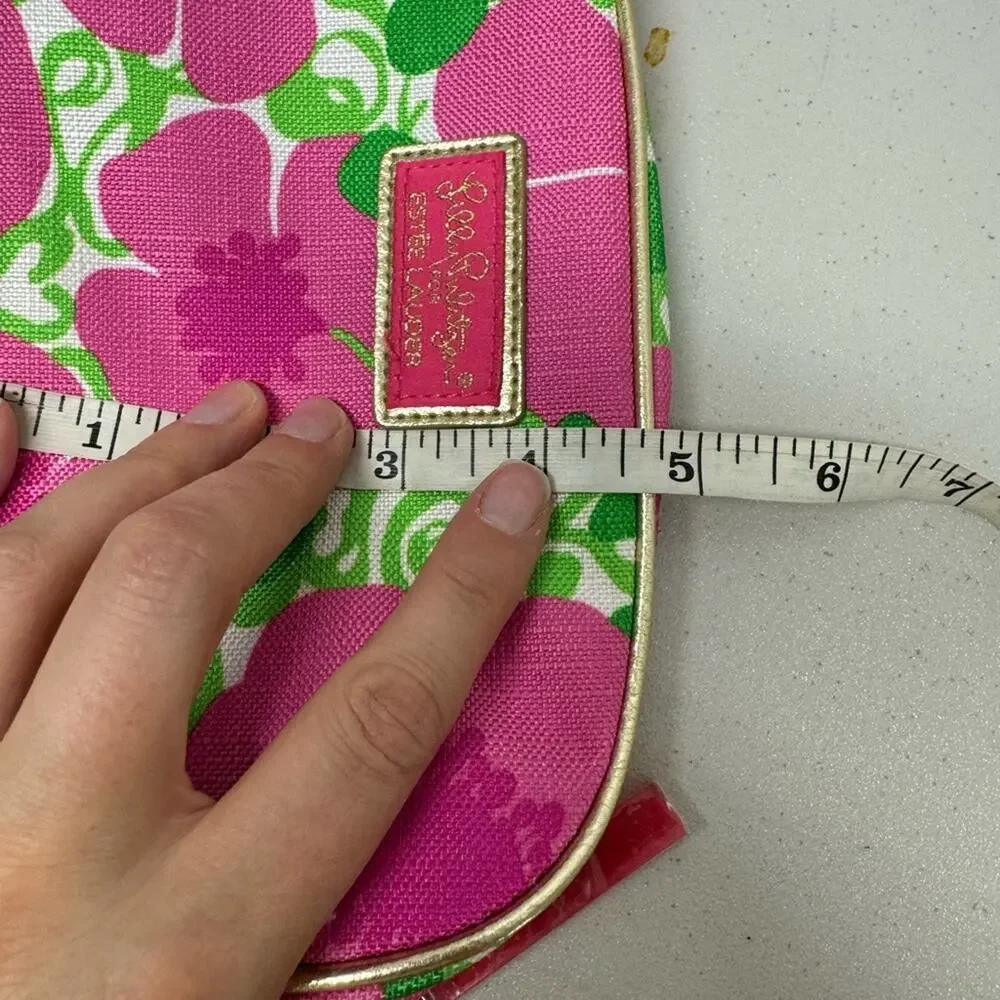 Lilly Pulitzer Pink Green Floral Makeup Bag Mini Travel Case Estée Lauder Pouch